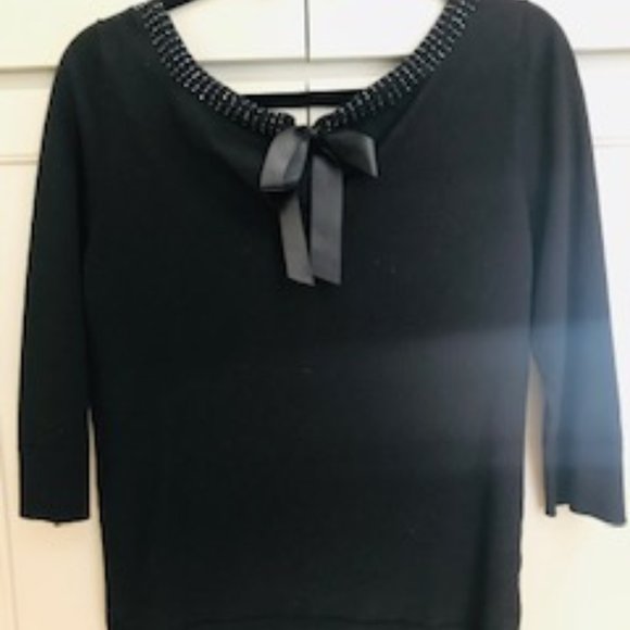 White House Black Market Rhinestone Silk Sweater - Picture 6 of 8